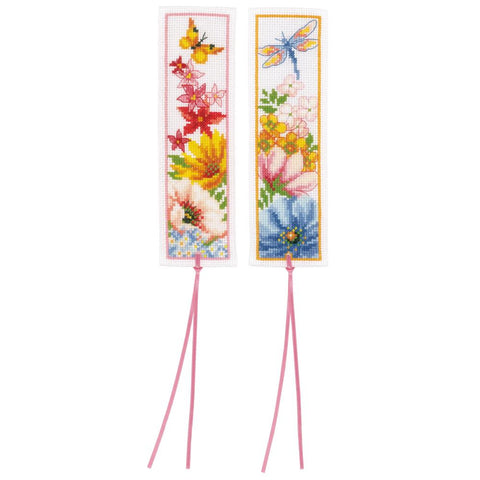 COLORFUL FLOWERS Vervaco Bookmark Counted Cross Stitch Kit 2.5