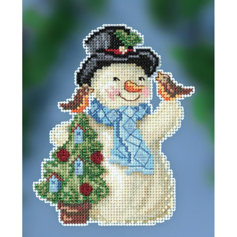 FEATHERED FRIENDS SNOWMAN by Jim Shore Counted Cross Stitch Kit -Mill Hill