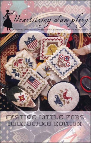 Festive Little Fobs Americana Edition by Heartstring Samplery Counted Cross Stitch Pattern