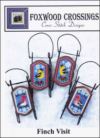 Finch Visit Sleds by Foxwood Crossings Counted Cross Stitch Pattern
