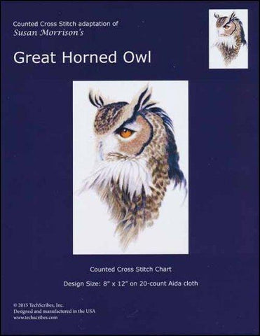 Great Horned Owl by Techscribes Counted Cross Stitch Pattern