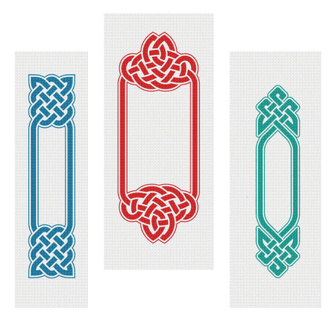 Three Celtic Knot BOOKMARKS Counted Cross Stitch Pattern