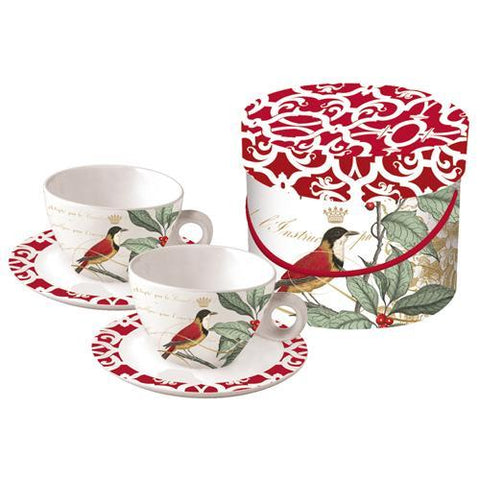 Holly Bird Cappuccino Double Cup Mug Gift Set  from PPD