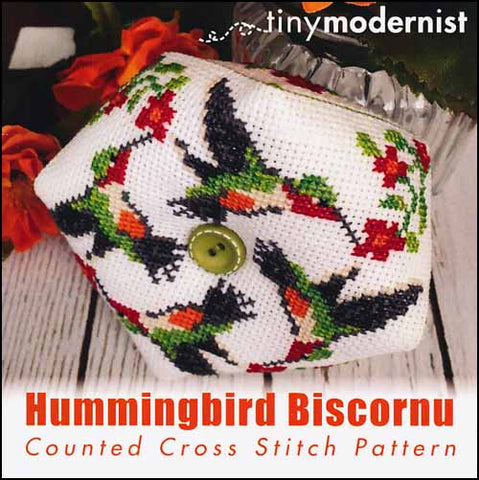 Hummingbird Biscornu By The Tiny Modernist Counted Cross Stitch Pattern