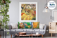 Mandrill Monkey in the Jungle by Henri Rousseau Counted Cross Stitch Pattern