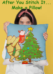 Winnie The Pooh and Piglet Decorate a Christmas Tree Counted Cross Stitch Pattern