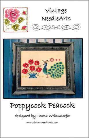 Poppycock Peacock by Vintage NeedleArts Counted Cross Stitch Pattern