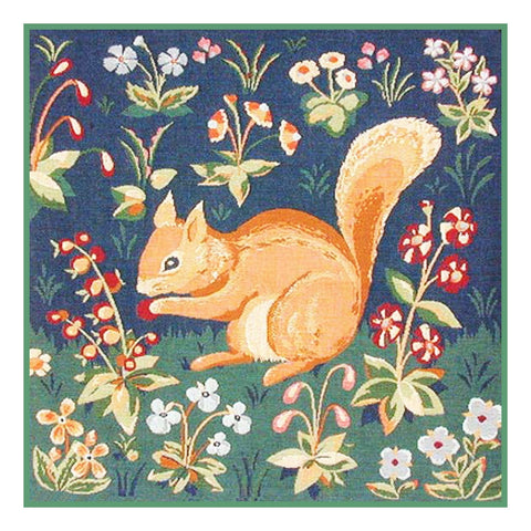Squirrel Chipmunk Detail from the Lady and The Unicorn Tapestries Counted Cross Stitch Pattern