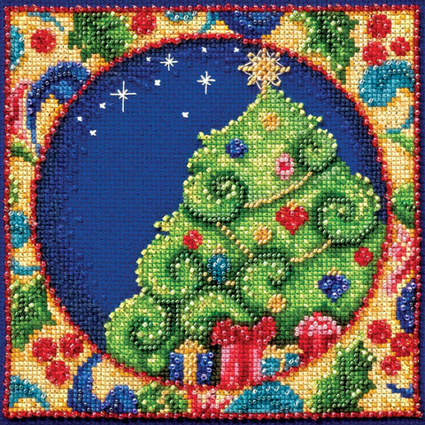 CHRISTMAS TREE Beaded  by Jim Shore Counted Cross Stitch Kit -Mill Hill