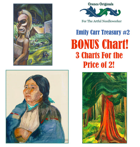 Emily Carr Deluxe Treasury# 2-Three Counted Cross Stitch Patterns Charts