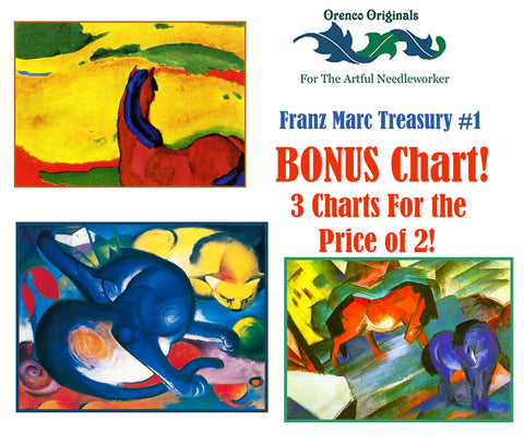Franz Marc Deluxe Treasury#1-Three Counted Cross Stitch Patterns Charts