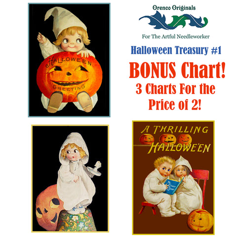 Halloween Deluxe Treasury#1-Three Counted Cross Stitch Patterns Charts