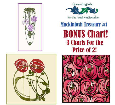 Charles Rennie Mackintosh Deluxe Treasury #1 -3 Counted Cross Stitch Patterns