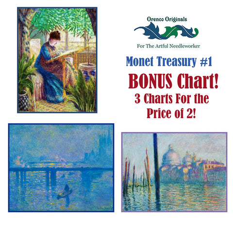Impressionist Monet Deluxe Treasury #1 -Three Counted Cross Stitch Patterns