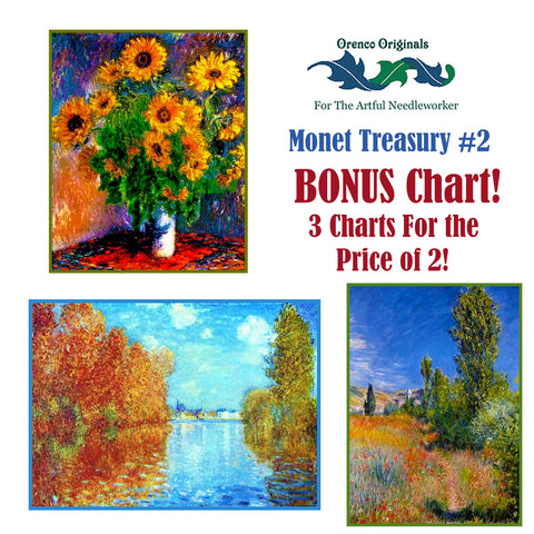 Impressionist Monet Deluxe Treasury #2 -Three Counted Cross Stitch Patterns