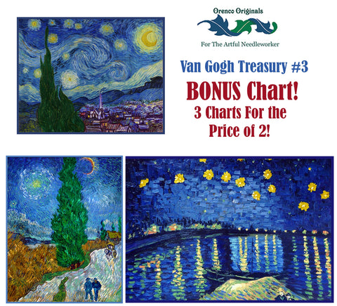 Impressionist Van Gogh Deluxe Treasury #3 -Three Counted Cross Stitch Patterns