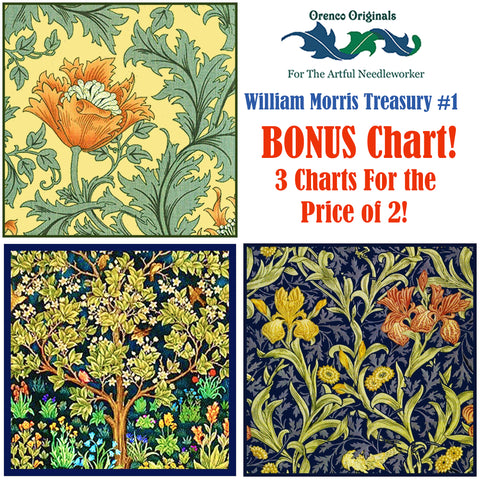 William Morris Deluxe Treasury #1 -Three Counted Cross Stitch Patterns