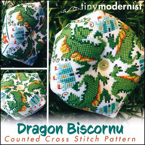 Dragon Biscornu By The Tiny Modernist Counted Cross Stitch Pattern