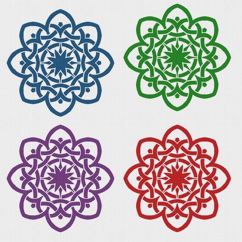 EASY *2 DMC Colors* Celtic Knot Mandala #23 Counted Cross Stitch Pattern
