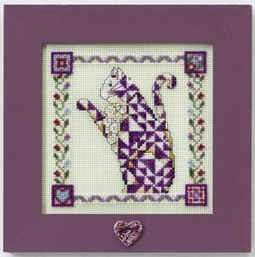 Jim Shore Petunia Quilted Cat Beaded Counted Cross Stitch Kit Mill Hill