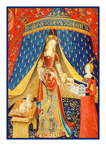 Desire Panel from the Lady and The Unicorn Tapestries - Detail Counted Cross Stitch Pattern