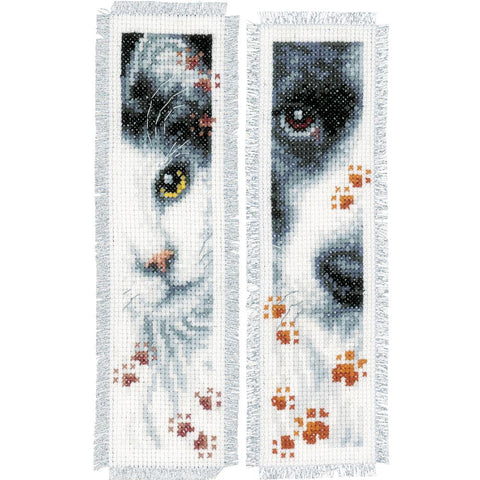 Dog & Cat On Aida (14 Count) Vervaco Bookmark Counted Cross Stitch Kit 2.5