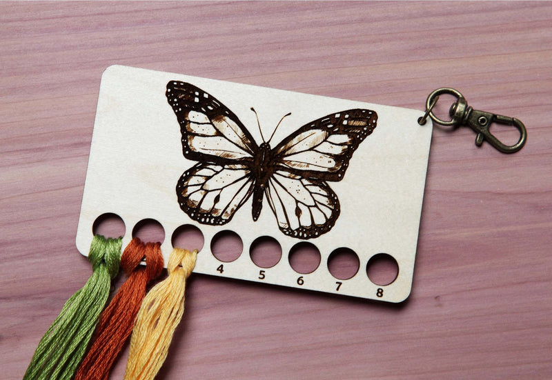 Butterfly Embroidery Floss Storage Holder - Maple Wood From Sunrise Grove