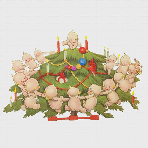 Kewpies Celebrate  Christmas by Rose O'Neill Counted Cross Stitch Pattern