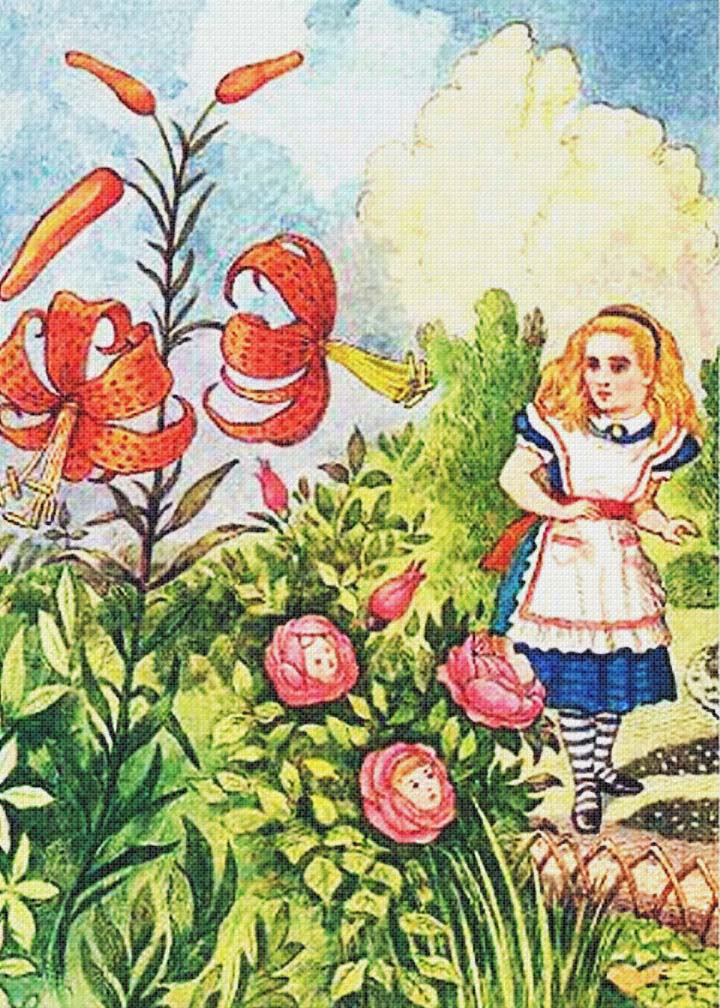 tiger lily alice in wonderland Tenniel's Alice and the Tiger Lily from Alice in Wonderland Counted Cr