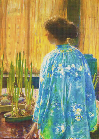 The Table Garden by American Impressionist Painter Childe Hassam Counted Cross Stitch Pattern