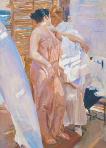 The Pink Robe by Joaquin Sorolla y Bastida Counted Cross Stitch Pattern