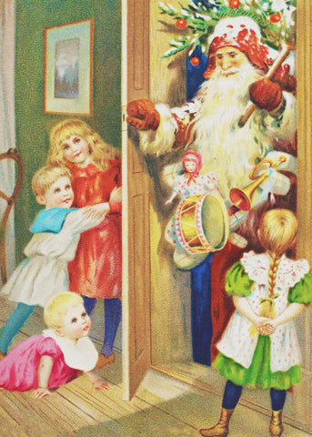 Children Welcome Pere Noel by Jenny Nystrom Counted Cross Stitch Pattern