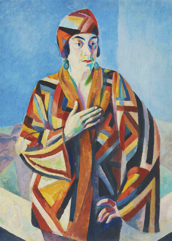 Portrait Of Madame Mandel Geometric Cubism by Artist Robert Delaunay Counted Cross Stitch Pattern
