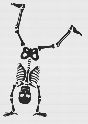 Skeleton Halloween Counted Cross Stitch Pattern 2 DMC Colors