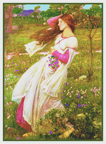 Gathering Wildflowers inspired by John William Waterhouse Counted Cross Stitch Pattern DIGITAL DOWNLOAD