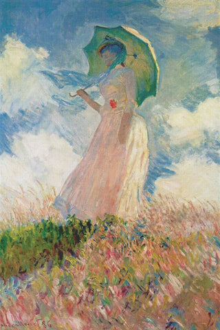 Woman on Walk With Parasol inspired by Claude Monet's impressionist painting Counted Cross Stitch Pattern