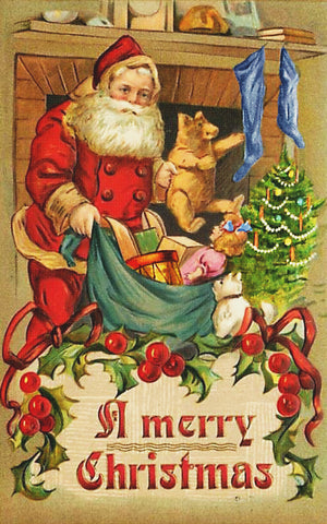 Vintage Santa Claus Bag of Presents Counted Cross Stitch Pattern