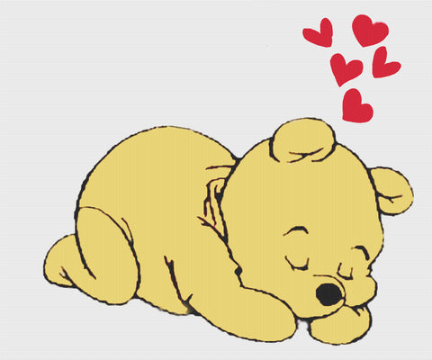 Sweet Dreams Bear!  Winnie The Pooh Counted Cross Stitch Pattern