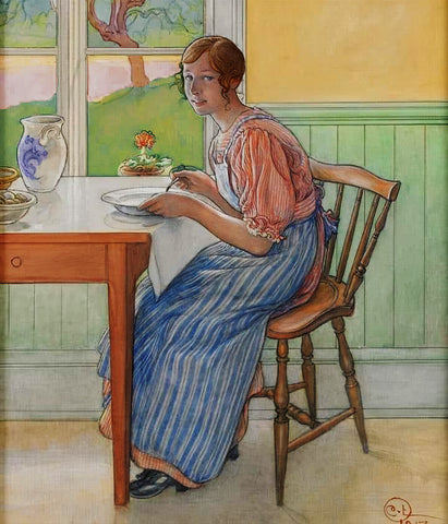 Suzanne Eating Breakfast inspired by Swedish Carl Larsson Counted Cross Stitch Pattern