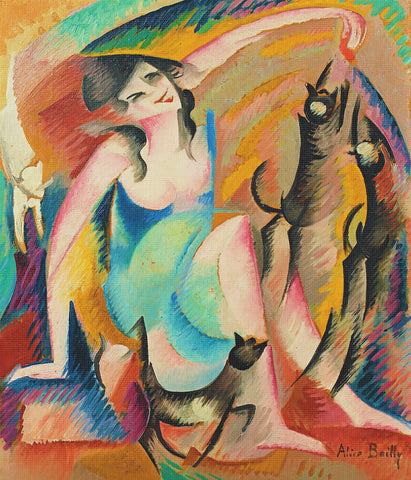 Young Girl With Cats by Alice Bailly Counted Cross Stitch Pattern