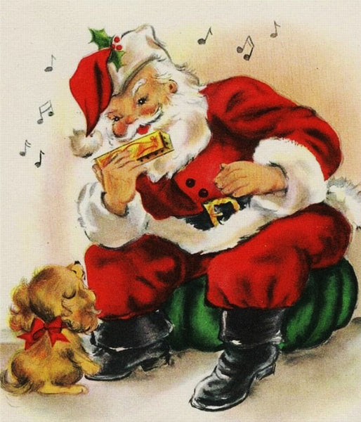 01a12x14SantaPlayingHarmonicaS