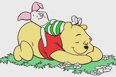 Pooh and Piglet Take a Nap from Winnie The Pooh Counted Cross Stitch Pattern