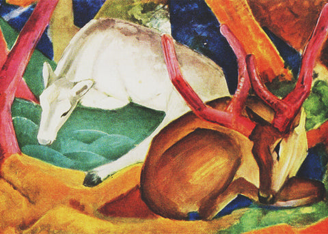 Forest Stags by Expressionist Artist Franz Marc Counted Cross Stitch Pattern
