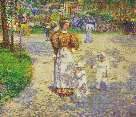 Spring in Central Park by American Impressionist Painter Childe Hassam Counted Cross Stitch Pattern