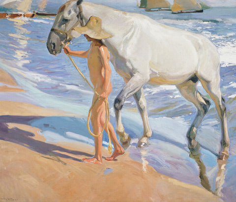 The Horses Bath by Joaquin Sorolla y Bastida Counted Cross Stitch Pattern