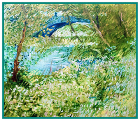Spring Banks of the Seine Pont de Clichy by Vincent Van Gogh Counted Cross Stitch Pattern DIGITAL DOWNLOAD