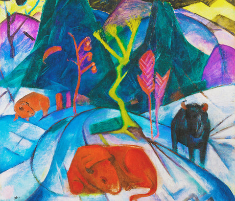 Bison in Winter by Expressionist Artist Franz Marc Counted Cross Stitch Pattern