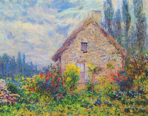 A French Cottage inspired by Claude Monet's impressionist painting Counted Cross Stitch Pattern