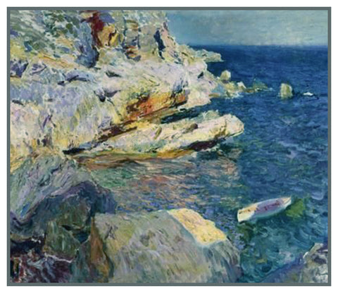 Sea and Rocks at Javea by Joaquin Sorolla y Bastida Counted Cross Stitch Pattern