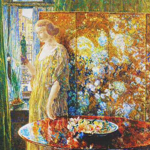 Tanagra The Builders New York by American Impressionist Painter Childe Hassam Counted Cross Stitch Pattern